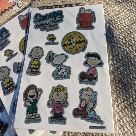 2010 Snoopy 3 Packs Of Stickers To Celebrate PEANUTS 60 YEARS 2 Sheets Each - Picture 9 of 11